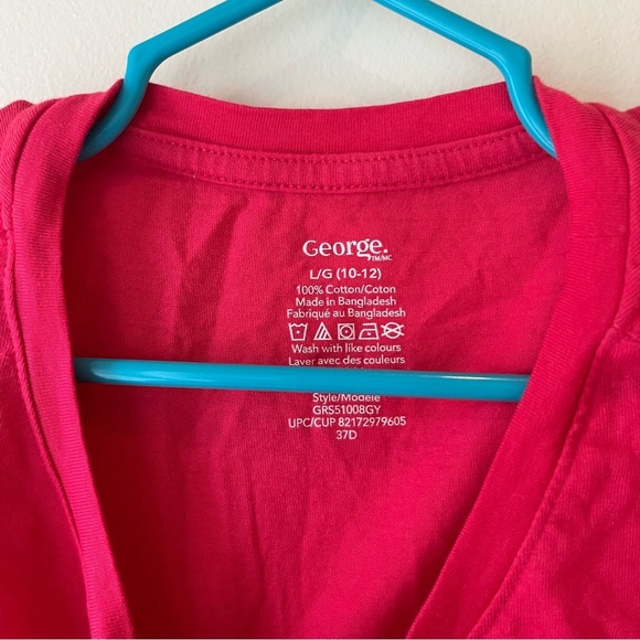 🌼 5/$25 Girls Pocket Tee Magenta Pink Short Sleeve Cotton Basic Top Size L 10/12 - Picture 3 of 8